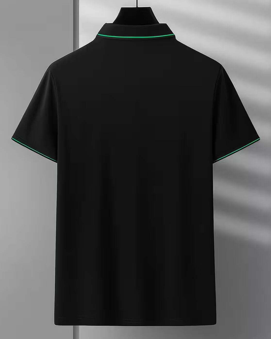 Men’s Black Premium Polo T-Shirt with Contrast Lined Collar & Sleeves