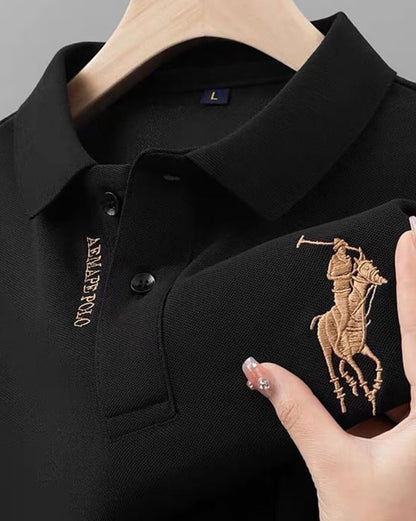 Men’s Premium Black Polo T-Shirt with Embroidered Logo