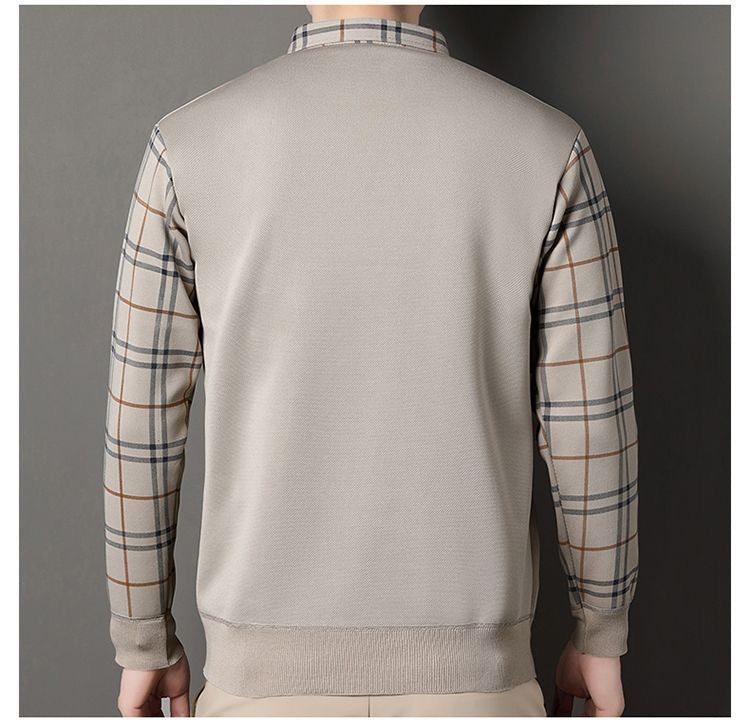 Men’s Premium Light Grey V-Neck Layered Full Sleeve T-Shirt