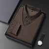 Men’s Brown V-Neck Layered Shirt Style Printed Full Sleeve T-Shirt