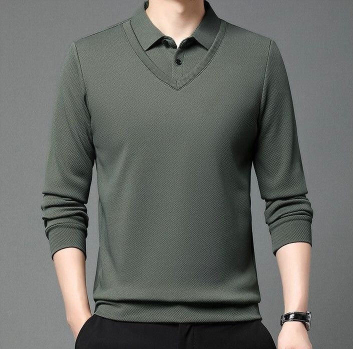 Men’s Olive Green Full Sleeve Plain Polo T-Shirt
