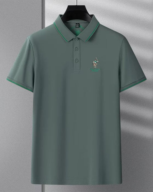 Men’s Green Premium Polo T-Shirt with Contrast Lined Collar & Sleeves
