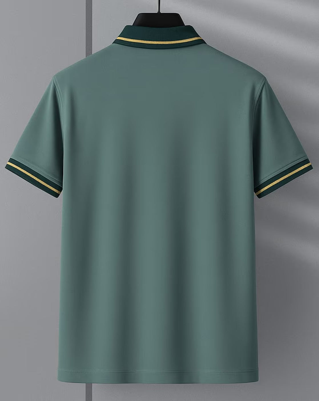 Men’s Green Polo T-Shirt with Green Striped Collar
