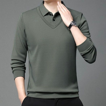 Men’s Olive Green Full Sleeve Plain Polo T-Shirt