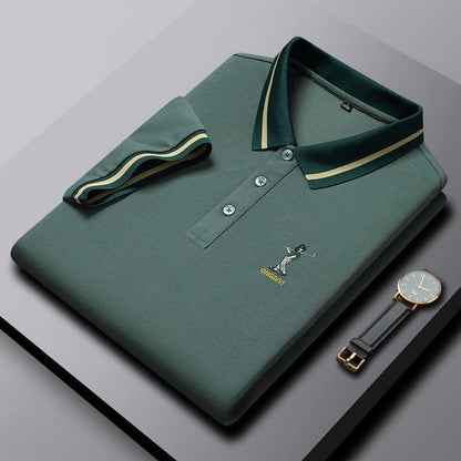 Men’s Green Polo T-Shirt with Green Striped Collar