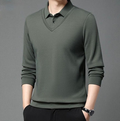 Men’s Olive Green Full Sleeve Plain Polo T-Shirt