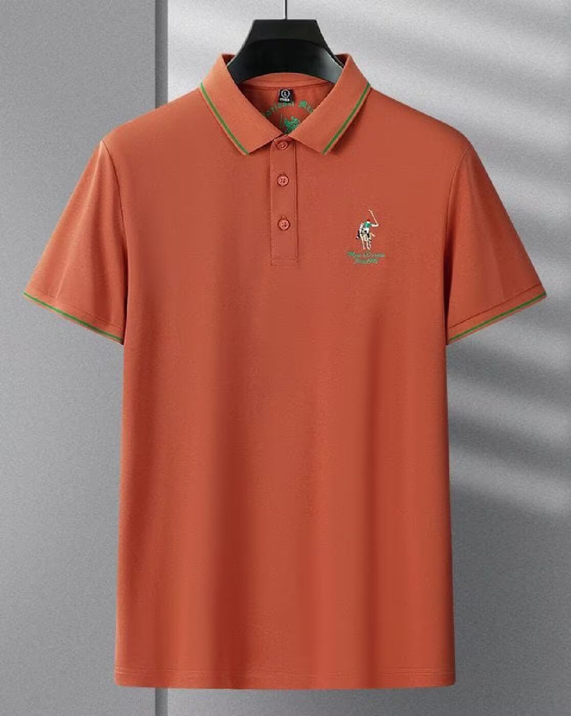 Men’s Orange Premium Polo T-Shirt with Contrast Lined Collar & Sleeves