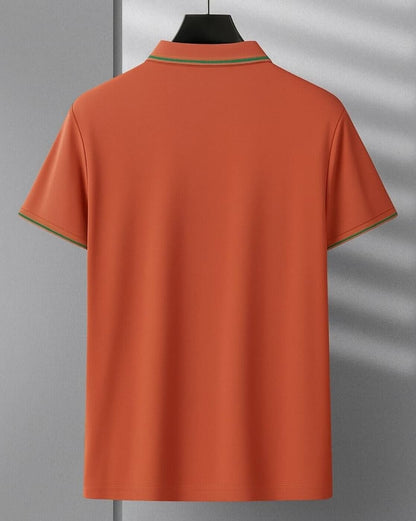 Men’s Orange Premium Polo T-Shirt with Contrast Lined Collar & Sleeves