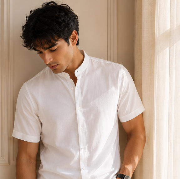 Classic White Half Sleeve Cotton Shirt
