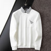 Men’s White Textured Polo T-shirt with Contrast Collar